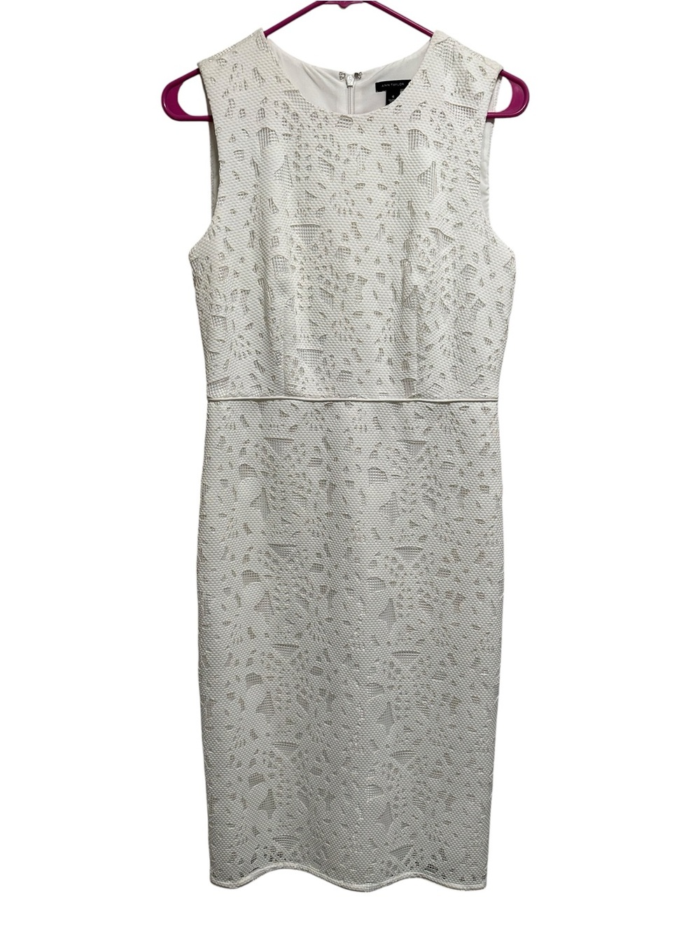Ann Taylor white Lace Sheath Dress | Size 4 | Classic Elegant Midi